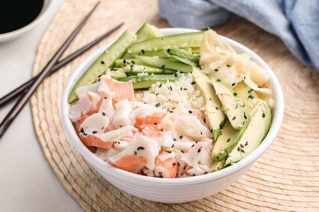 California Roll in a Bowl Recipe with Cauliflower Rice | Hungry Girl