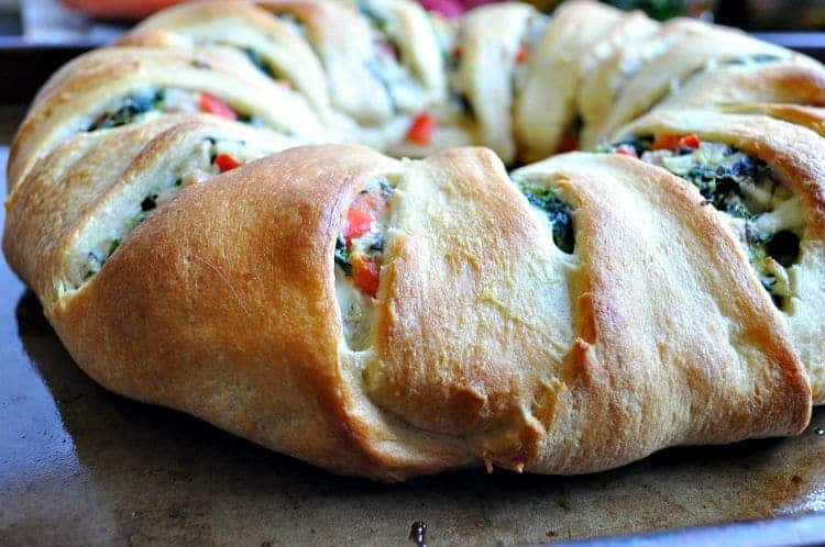 Chicken Crescent Ring With Spinach & Artichoke - The Seasoned Mom
